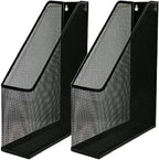 YBM HOME Steel Mesh Wall Magazine File Holder for Home & Office Organization, Serves as a Magazine Rack, Desk Organizer, Letter and Mail Bin, Holds Up to 20 Magazines - 2-Pack Black, 1101-2