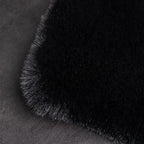 Ghouse Ultra Soft Faux Rabbit Fur Rug, Machine Washable Area Rugs for Bedroom Fluffy Rugs for Living Room, no-Shedding Carpet Sheepskin Rug Black 2x3 Feet
