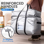 TAILI 2 Tier Extra Large Moving Bags, 2 Pack Silver Heavy Duty Totes for Storage with Visible Window, Wrap Around Handles, Storage Bags for Space Saving, Alternative to Moving Boxes