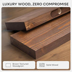 Homeforia Classic Walnut 60 inch Floating Shelf, High End Solid Real Wood Small 60inch Floating Shelves for Wall Mounted, 60in Floating Shelves, Heavy Duty Bracket, 60 X 6.5 X 1.75 inches, Set of 3