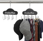 Belt Organizer,2 PCS Belt Hanger for Closet,Tie Organizer for Men,Rotatable Sturdy Shirt Hangers with 8 Hooks,Tie Rack for Belt, Bra, Tank Top, Tie, Hat, Purse,Black