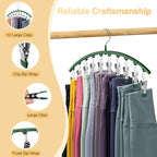 Legging Organizer for Closet, Metal Yoga Pants Hangers 4 Pack w/10 Clips Holds 40 Leggings, Space Saving Hanging Closet Organizer w/Rubber Coated Closet Organizers and Storage, Green