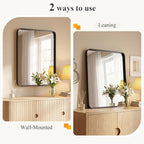 Sweetcrispy Bathroom Wall Mirror, 48x30 Inch Wall Mount Mirror for Over Sink, Modern Rounded Rectangle Vanity Mirrors with Matte Metal Framed, for Home Decor, Living Room, Bedroom, Black