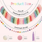 2pcs Longer Boho Tassel Garland, Pom Pom Tassel, Felt Ball Garland,Colorful Wall Hanging Party Decorative Banner Pastel, Home Decoration Wedding Birthday Baby Shower (Longer Rainbow)