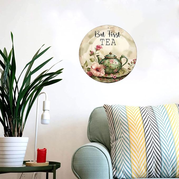 Chicken Metal Sign Vintage Tin Sign Round Sign Aluminum Sign for Farmhouse Kitchen Outdoor Outside Home Backyard Wall Decor 8 Inch