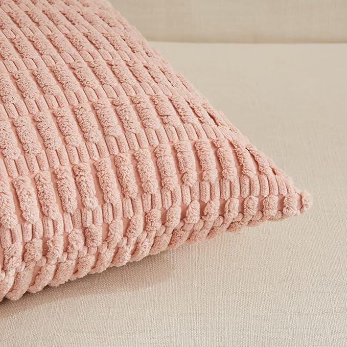 Fancy Homi 4 Packs Decorative Throw Pillow Covers for Living Room Couch Bed, Modern Farmhouse Boho Home Décor Accent Cushion Case, 24" x 16", Blush Pink