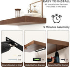 Venusmiles Floating Shelves for Wall, 36" W x 12" D x 2" H, 2 Pack of Long Wall Mounted Engineered Wood Shelves with Invisible Brackets for Living Room, Bedroom, Bathroom, Kitchen Decor, Walnut