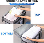 TAILI 2 Tier Extra Large Moving Bags, 2 Pack Silver Heavy Duty Totes for Storage with Visible Window, Wrap Around Handles, Storage Bags for Space Saving, Alternative to Moving Boxes