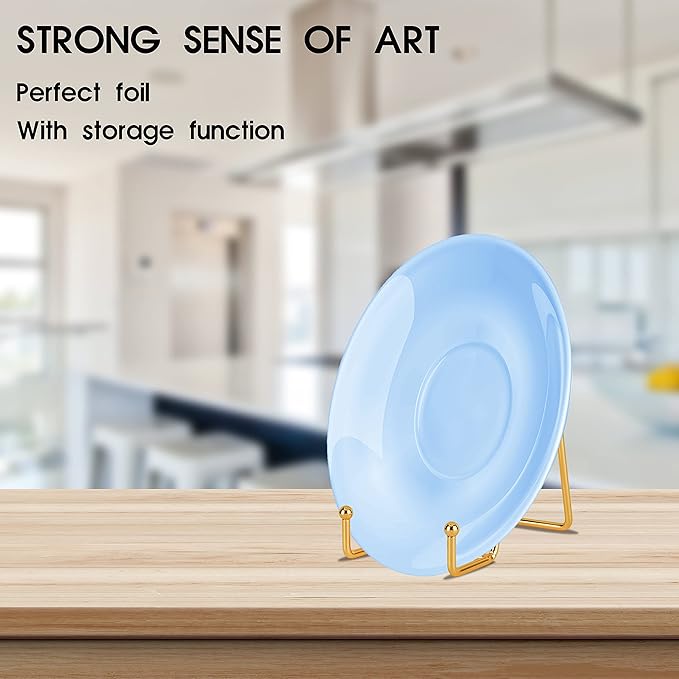 Decolore 6 inch 3 Pack Gold Metal Display Stands Plate Stands Plate Holder Display Stands for Picture, Decorative Plate, Book, Photo Easel, Artistic Work
