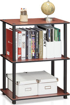 Furinno TURN-N-TUBE Storage Shelves, 3-Tier Book Shelf, Corner Shelf, Toolless Open Shelves, for Organization and Storage, Living Room, Garage, Home Office, Dark Cherry