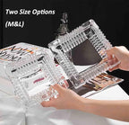 Handmade Glass Ashtray, Ashtray Ash Holder for Indoor or Outdoor Patio Desktop Office Smokers, Ash Tray for Tabletop Home Office Decor (Crystal, L)