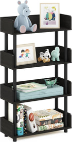 Furinno TURN-N-TUBE 4-Tier Display Shelf, Storage Shelves, Book Shelf, Open Shelves with Rounded Corner Top Edges, for Organization and Storage, Living Room, Home Office, Espresso