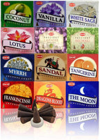 Hem 12 Assorted Boxes of Incense Cones, (120 Total)| Natural Fragrance for Aromatic Rooms | Odor Remover Incense for Stress Relief & Relaxation (Assorted 3)