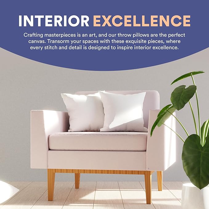 Continental Bedding Throw Pillow Inserts - 16x16, 80% White Goose Down & 20% Feather Fill - Soft Decorative Euro Pillows for Couch, Bed, Sofa & Living Room - Luxurious Comfort & Support