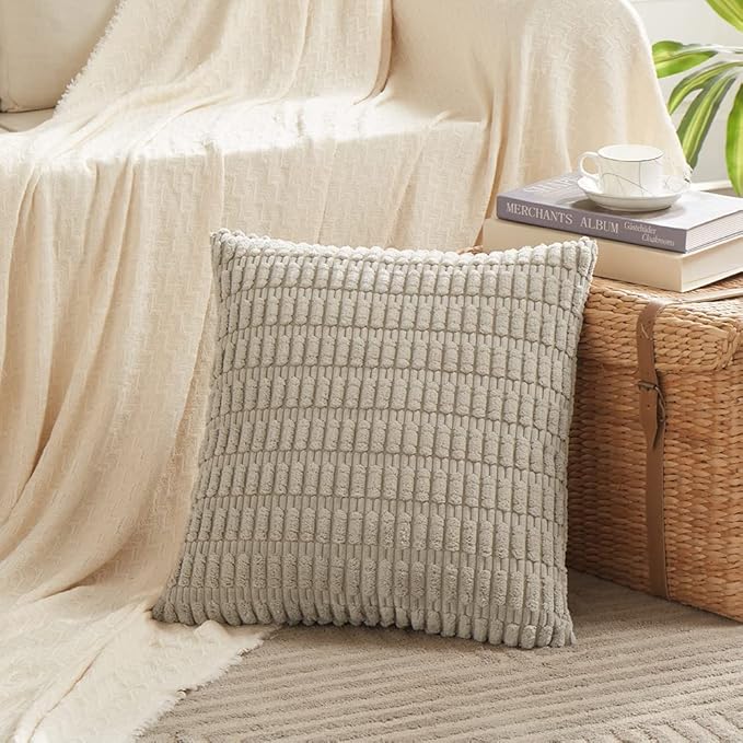 Fancy Homi 4 Packs Decorative Throw Pillow Covers for Living Room Couch Bed, Modern Farmhouse Boho Home Décor Accent Cushion Case, 12" x 12", Neutral