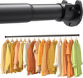 Closet Rods for Hanging Clothes, 17-69 Inch No-Cut Stepless Adjustable Closet Rod, 1.3 Inch Heavy Duty Metal Closet Hanging Rod with Brackets, Matte Black Closet Bar for Closet, Laundry Room, RV
