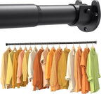 2 Pack Closet Rods for Hanging Clothes, 17-39 Inch No-Cut Stepless Adjustable Closet Rod, 1.3 Inch Heavy Duty Metal Closet Hanging Rod with Brackets, Closet Bar for Closet, Laundry Room, RV, Wardrobes