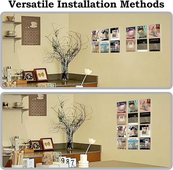 Nalwort Acrylic Brochure Pamphlet Holder, 12 Magazine Holders, Clear Brochure Display Stand Wall Mount, Trifold Flyer Rack, Literature Storage Rack for Home, Offices, Waiting Room