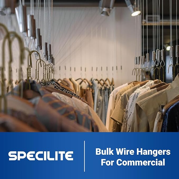 SPECILITE Wire Metal Clothes Hangers Bulk 300 Pack for Standard Size Suits, Coats, Shirts, Pants, Skirts, Space Saving, Non Slip,16 Inch 12 Gauge Ultra Thin, Bronze