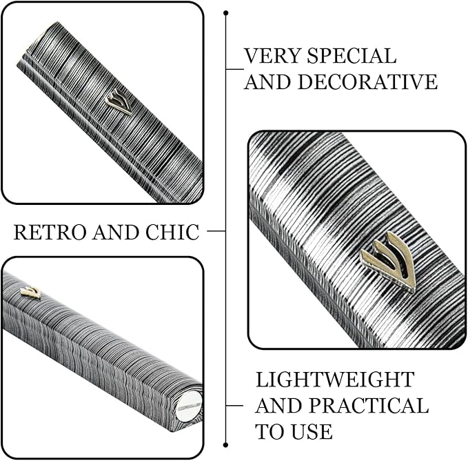 My Daily Styles Aluminum Mezuzah Case, Striped Modern Design, Indoor Outdoor, 5 Inch, Weather Proof (Grey)