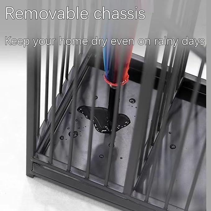 Indoor Metal Umbrella Stand，Umbrella Storage，Tall Metal Standing Umbrella Holder，Umbrella Holder for entryway，for Hotel，Offices，Home，Commercial(Black,40 * 25 * 62cm/16 * 8 * 24.4in)