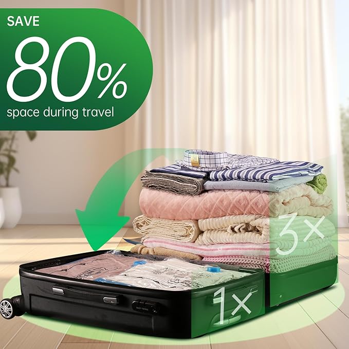 BRODI 18 Combo Pack Travel Vacuum Bags with Pump - Space Saver & Travel Essentials, Clothing & Luggage Vacuum Seal Bags