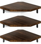 Alsonerbay Corner Shelf Wall Mount, Set of 3 Floating Corner Shelves with Cord Hole, Rustic Wood Shelves for TV, Speaker, Cable Box, Game Console for Bedroom, Kitchen, Living Room Carbonized Black