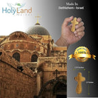 Holy Land Market 5 Olive Wood Crosses From the Holy Land - 2.5 Inch Pocket Palm Crucifix | Handmade Jerusalem, Bethlehem Israel - Gifts by Christians with Certificates -Holy Land Olive Wood Cross x5