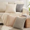 Fancy Homi 4 Packs Decorative Throw Pillow Covers for Living Room Couch Bed, Modern Farmhouse Boho Home Décor Accent Cushion Case, 24" x 24", Neutral