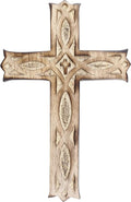 ARTISENIA Wooden Wall Cross Plaque 9" Long Hanging with Hand Carvings Religious Altar Home Living Room Decor