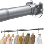 Closet Rods for Hanging Clothes, 17 to 84 Inches Stepless Adjustable Metal Closet Rod, 1.3 Inches Heavy Duty Clothes Hanging Rod for Closet Wardrobes Laundry RV, Silver