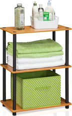 Furinno TURN-N-TUBE Storage Shelves, 3-Tier Book Shelf, Corner Shelf, Toolless Open Shelves, for Organization and Storage, Living Room, Garage, Home Office, Light Cherry