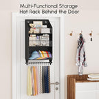 Over the Door Hat Rack - 3-Layer Design Hat Organizer Holds 30-36 Hats with 10 Hooks, Ideal Hat Rack for Door, Over the Door Organizer for Closet, Apartment, Bedroom, Dorm, 1 Pack, Black