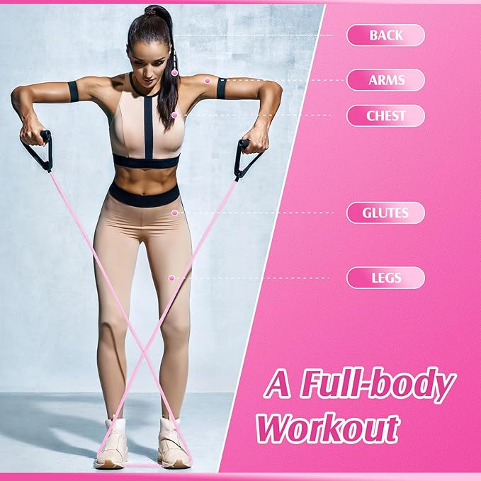 Shappy 10 Pcs Resistance Bands with Handles Exercise Stretch Bands for Exercise Woman Man Training Physical Therapy Workouts Fitness
