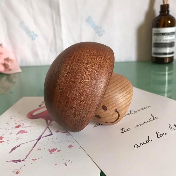 BinkeGG Play (Romance of Love (Romance De Amor)) Walnut Mushroom Shaped Clockwork Music Box with Sankyo Musical Movement (65 Tunes Option)