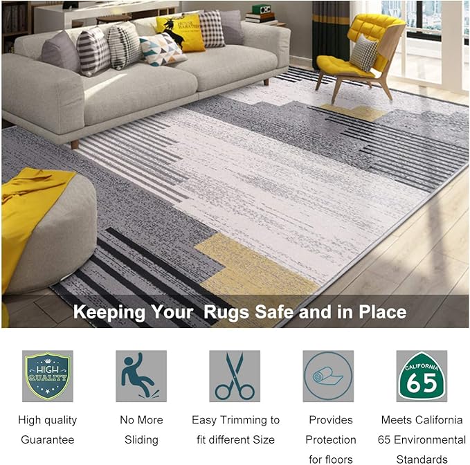 Non Slip Rug Pad Grippers - 2x10 Ft, 1/8" Thick, (Felt + Rubber) Double Layers Area Carpet Mat Tap, Provides Protection and Cushioning for Hardwood or Tile Floors