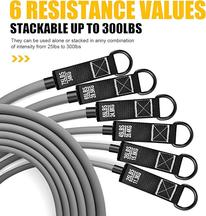 HPYGN Heavy Resistance Bands, 300LBS Exercise Bands for Working Out, Fitness Bands with Handles, Workout Bands for Men, Weight Bands Set for Muscle Training, Strength, Slim, Yoga, Home Gym Equipment