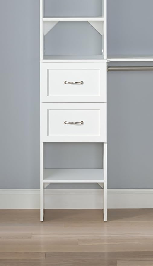 ClosetMaid SuiteSymphony Closet Organizer with Shelves and 2 Drawers, 16-Inch-Pure White