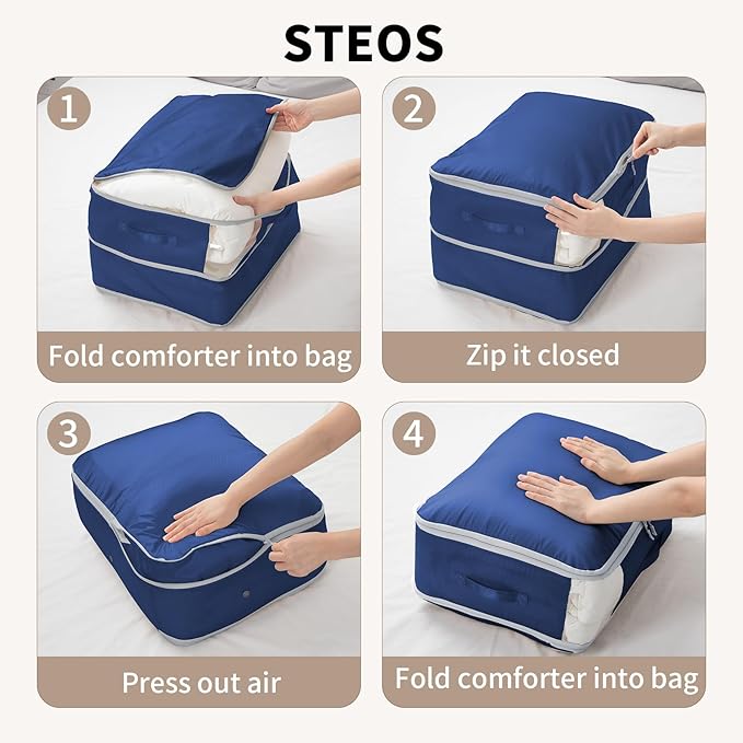 DIMJ Comforter Storage Bag 6 Pack - Blanket Storage Organizer Compression Bags, Large Capacity Ultra Space Saving Self Compression Organize for Bedding, Pillow, Duvet, Sheet Storage with Zipper Window