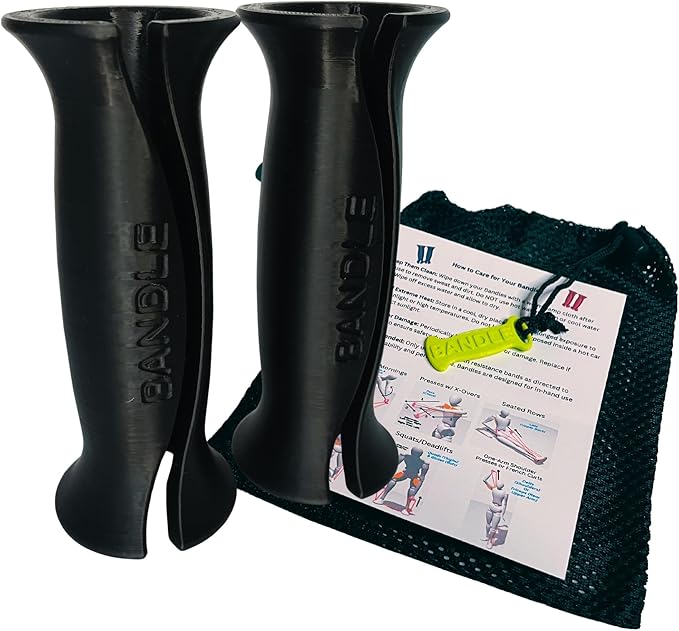 Bandle™ - True Ergonomic Handles for Resistance Bands | Unleash The Full Potential of Pain-Free, Full-Body Workouts | Durable & Comfortable for High-Intensity Training (2 Handles)