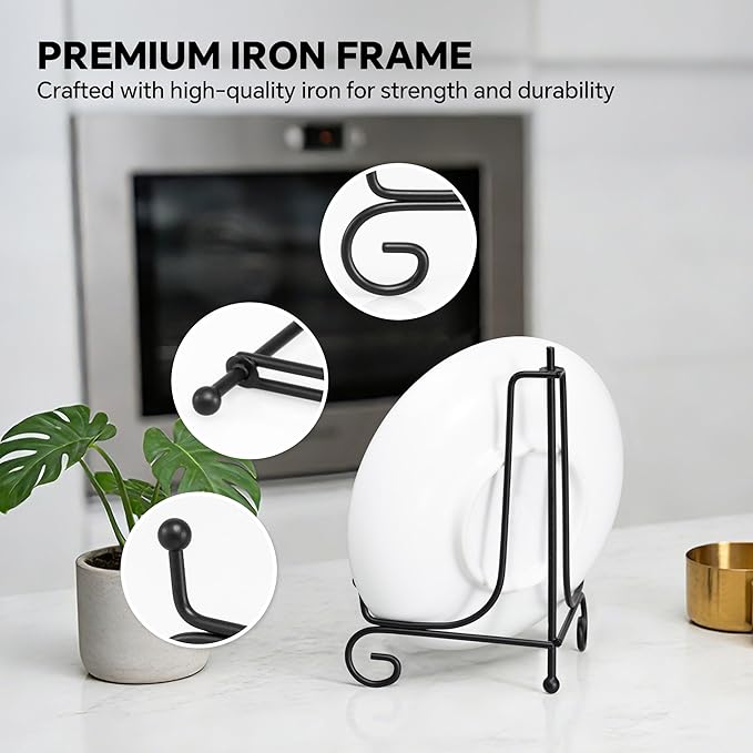 Artliving Plate Stands for Display, 15Inch Black Iron Easel Plate Display Photo Holder Stand, Displays Picture Frames, Decorative Plates, Tablets and Art (2 pack)