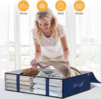 StorageRight Under Bed Storage Bags 2 Pack, 40L Large Clothes & Comforter Storage Containers with Clear Window, Breathable Fabric Organizer for Blankets, Bedding, Seasonal Clothing, Blue