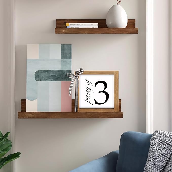 6 Inch Party of 3 Sign, Wooden Frame Family of 3 Decor, Rustic Gift for Family Indoor Table Tiered Tray Shelf Desk Farmhouse Home Decorations