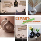 CEMABT Vases for Pampas Grass, 2pc Creative Vase Modern Home Decor,Handmade Vase Black Ceramic Dried Flowers Crafts Ornaments for Office Home Deco Decoration