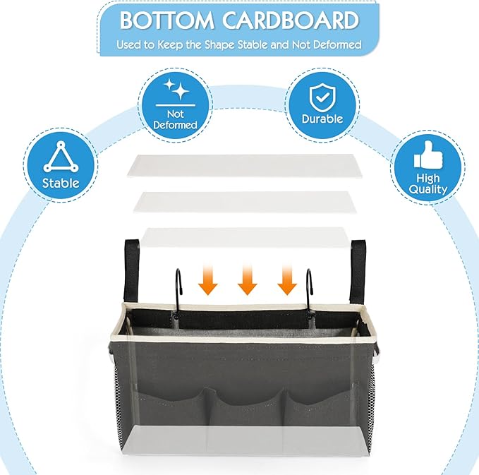 Bedside Storage Caddy/Bedside Hanging Storage Bag for Headboards Bunk Beds Dorm Rooms Book Phone Magazine Holder (New Black)