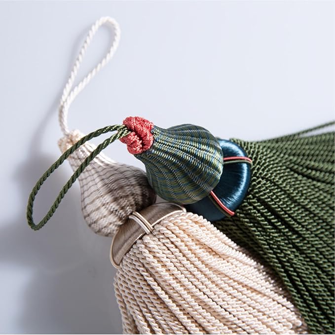 Luxury Tassels for Curtains and Furniture Knobs, 2 Pack - 8.4" Elegant Rayon Decorative Tassel, Silky Tassel Pendant for Cabinet Handles, Home Decor Accents (Peacock Green)