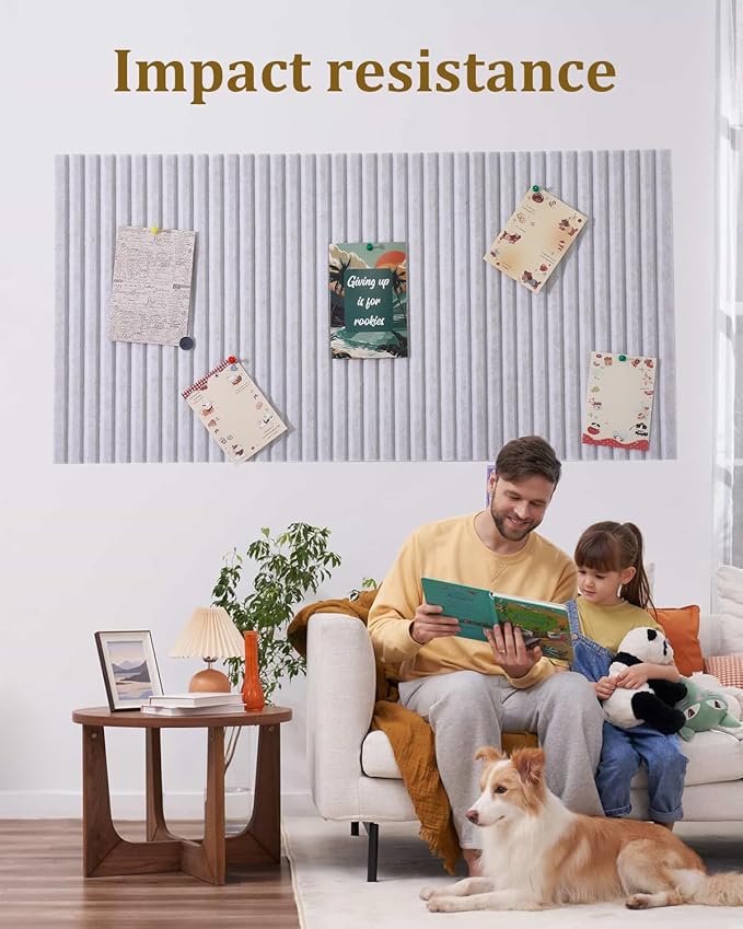 24 x 16" Large Bulletin Board, Decorative Felt Pin Board, 0.35“ Thick Foldable Photo Display Board with Self-Adhesive Tape, Vision Board for School Home Kitchen Office Walls/Sliver Grey