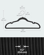 SONGMICS Velvet Hangers 20 Pack, Non-Slip Clothes Hangers with Shoulder Notches, Pants Bar, 360° Swivel Hook, Space-Saving, for Closet, Ink Black UCRF029B02