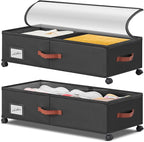 Under Bed Storage Containers with Wheels 9.5 inches Higher Under Bed Storage XXXL Underbed Shoes Blankets Clothes Storage Organizer 2 Pack Under the Bed Storage for College Dorms Bedroom Nursery Rooms