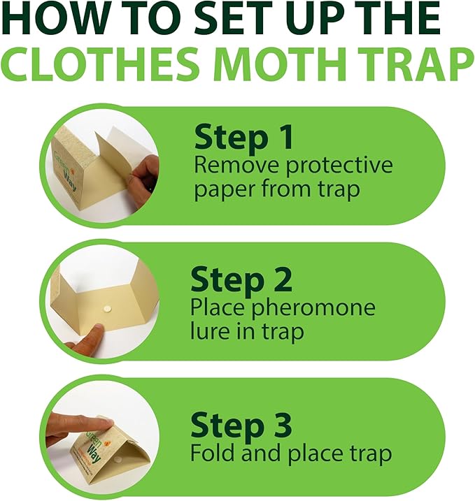 Greenway Clothing Moth Traps with Powerful Pheromone Lures for Effective, Odor-Free Closet Protection, Non-Toxic, Eco-Friendly & Long-Lasting Solution, 2 Packs (Includes 4 Traps & 4 Lures)